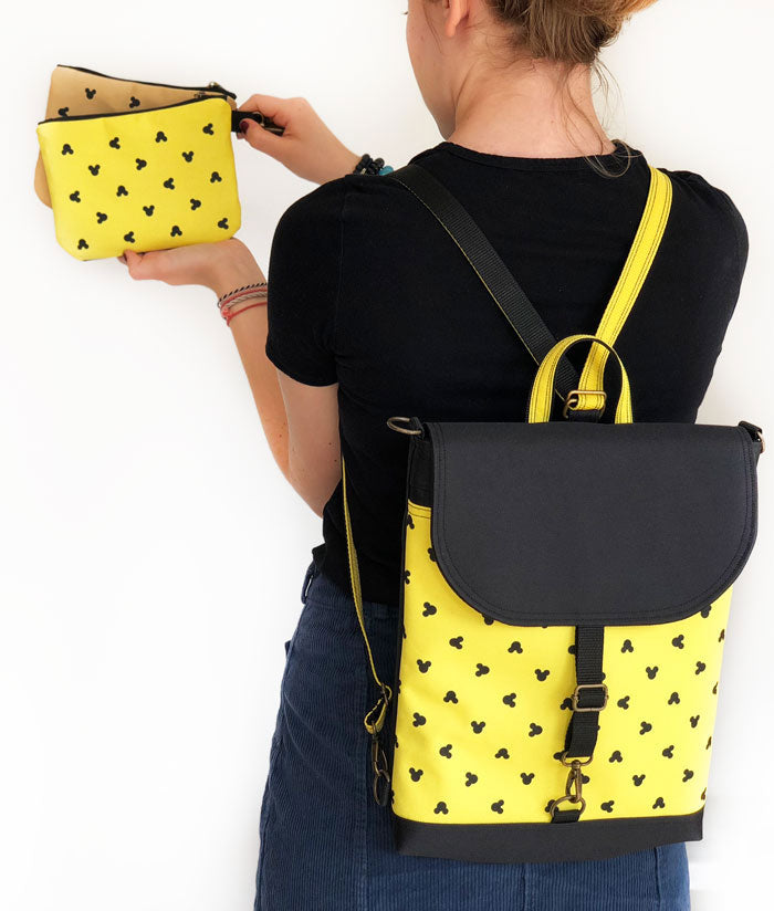 Brown Black Backpack Shoulder Bag Mickey Mouse Purse Zip New Disney Gold  Hardwar