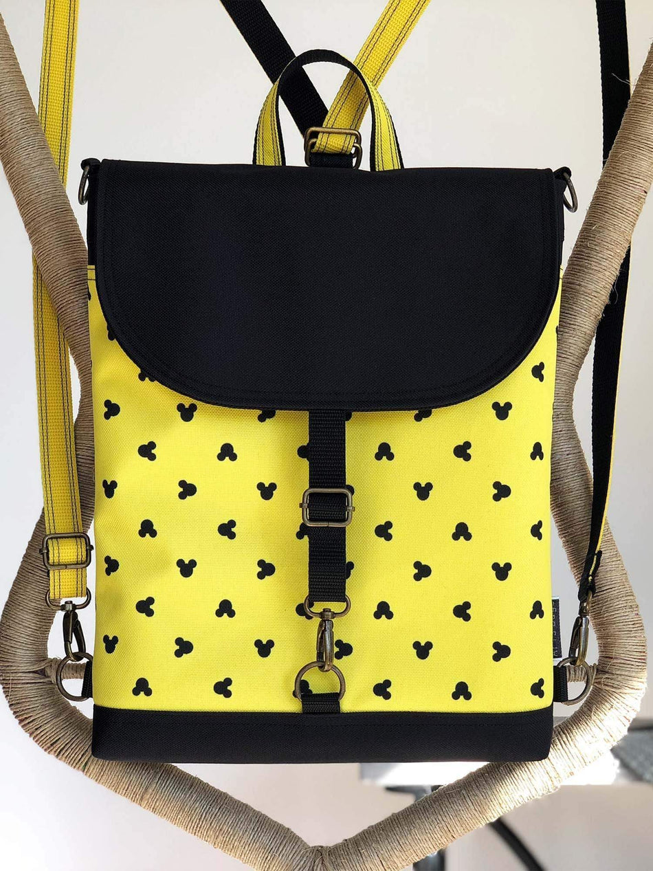 Brown Black Backpack Shoulder Bag Mickey Mouse Purse Zip New Disney Gold  Hardwar