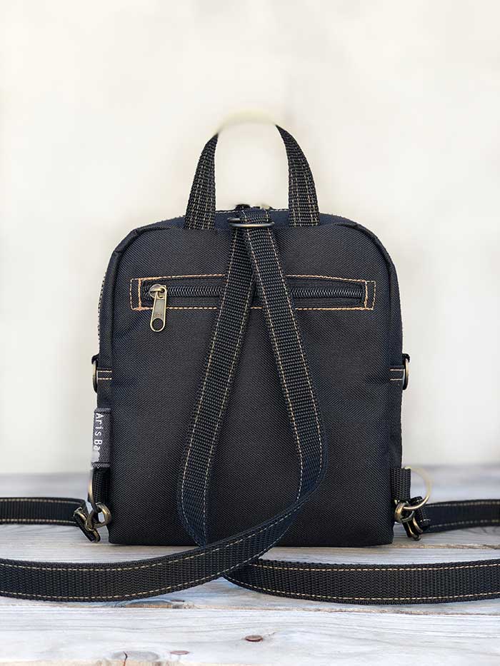 mini rounded black backpack luxury design cool bohemian rucksack vegan shoulder