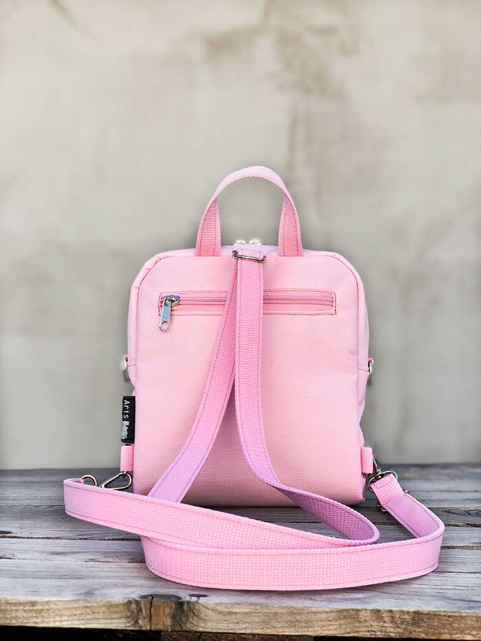 Hot Pink Vegan Backpack for Women Minimal Leather Daypack 